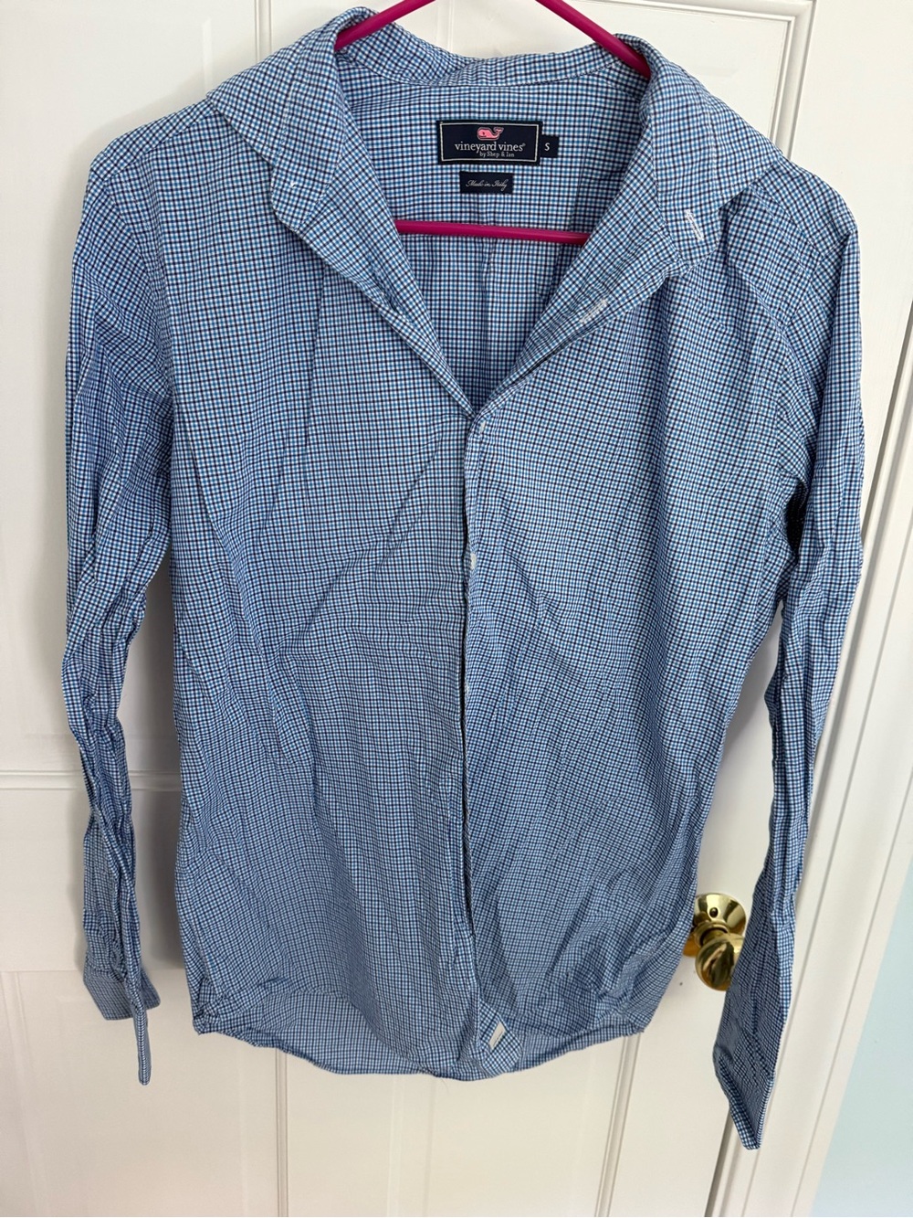 Vineyard Vines Blue and White Microcheck Button-Down Shirt